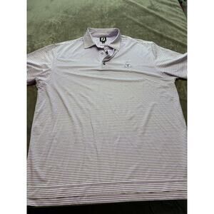 Footjoy Golf Shirt XL Purple‎ Stripe Polo Short Sleeve GIF Logo
